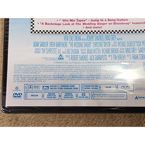 Movie The Wedding Singer DVD New Sealed Adam Sandler Drew Barrymore Dolby - Picture 12 of 13